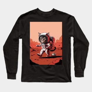 Astronaut cat on mars Long Sleeve T-Shirt